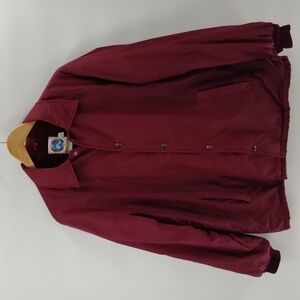 Weather Breaker Mens maroon snap down faux fur lined jacket coat large vintage